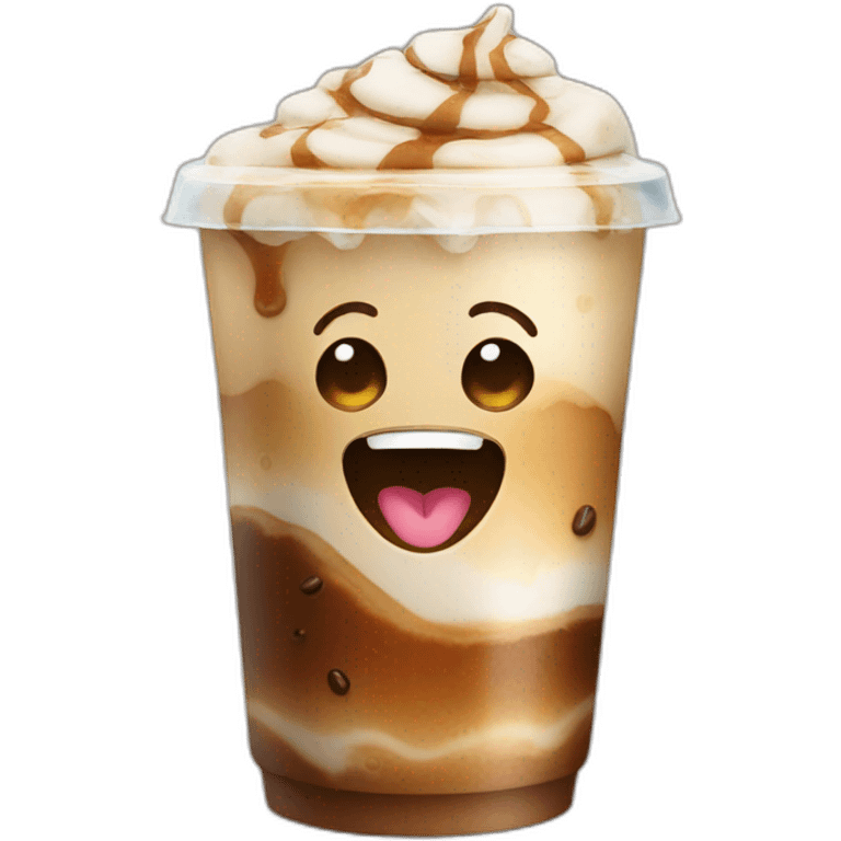 Happy Icedcoffee face  emoji