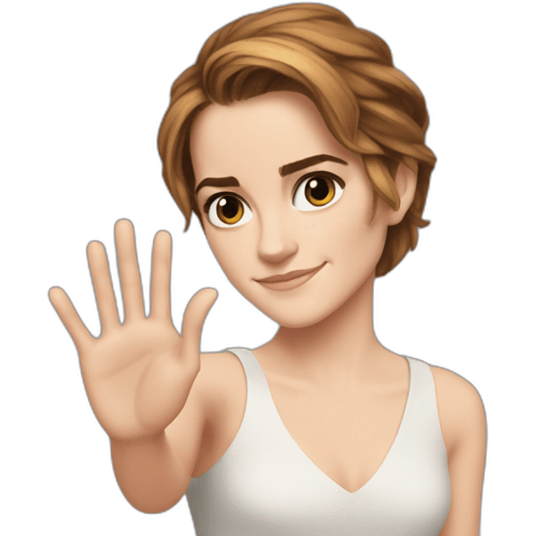 Emma Watson with big hand emoji