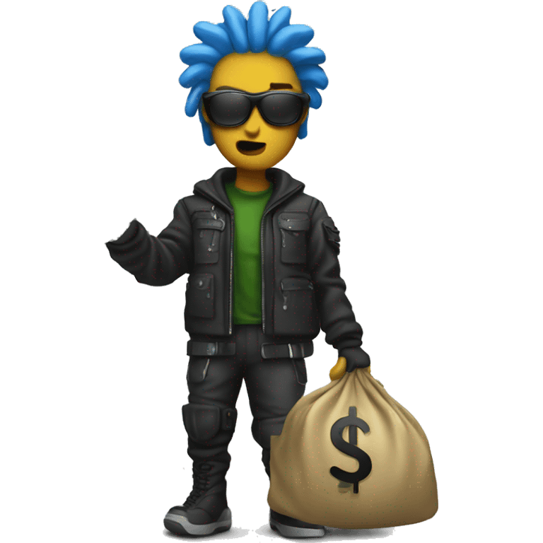 cyber punk with money bag emoji