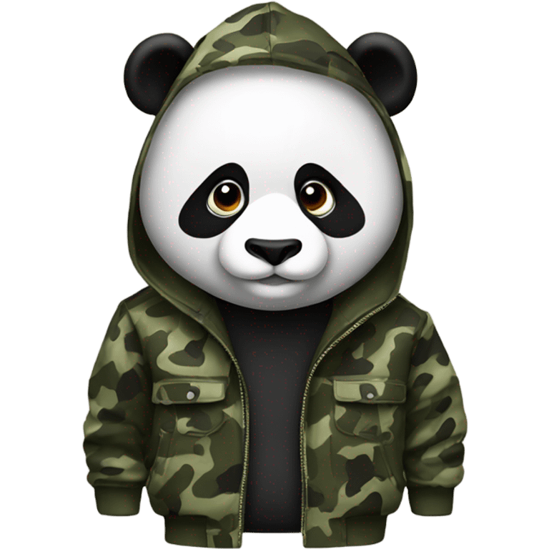 panda wearing a camo jacket  emoji