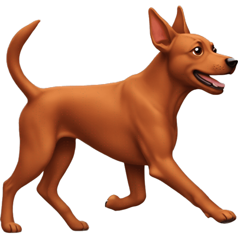 solid red dog with pointed ears running emoji