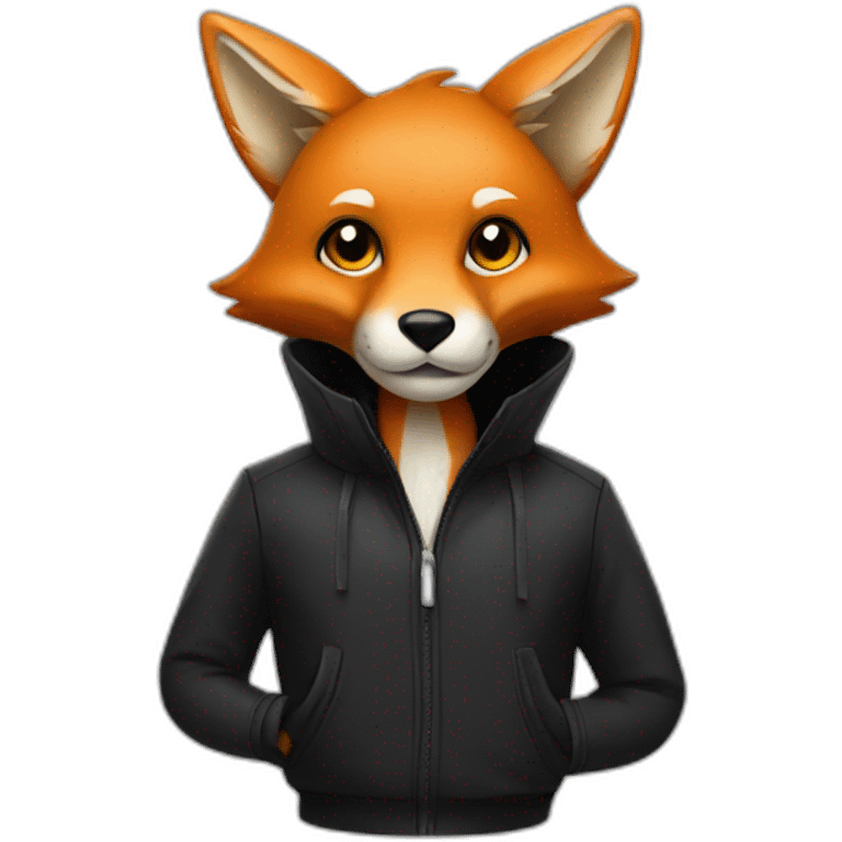 Fox wearing black rubber suit emoji