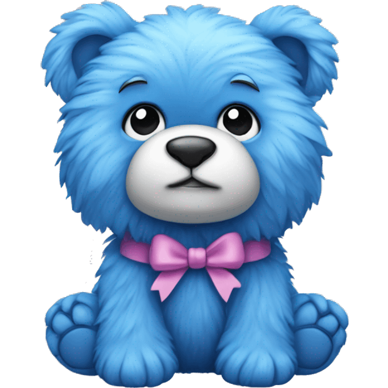 blue fur teddy with bow emoji