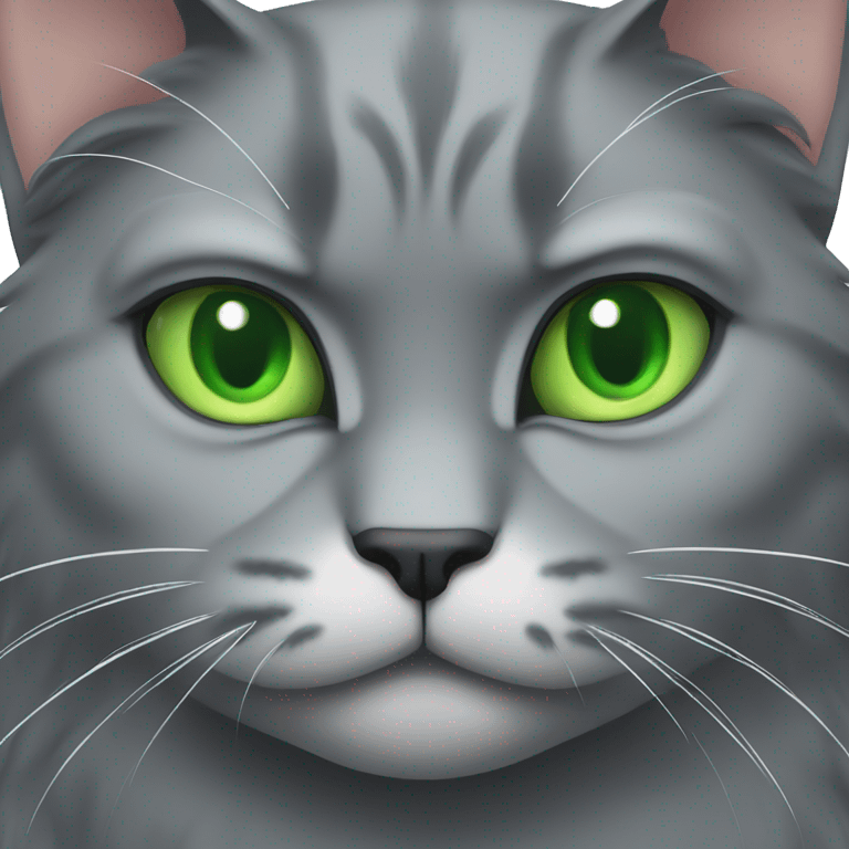 very angry solid gray cat with green eyes emoji