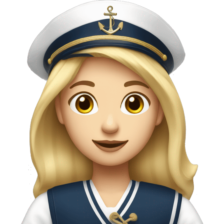 Blonde girl sailor with sailor hat shoulder length hair  emoji