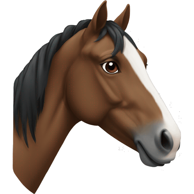 Brown horse with white on nose and black hair emoji