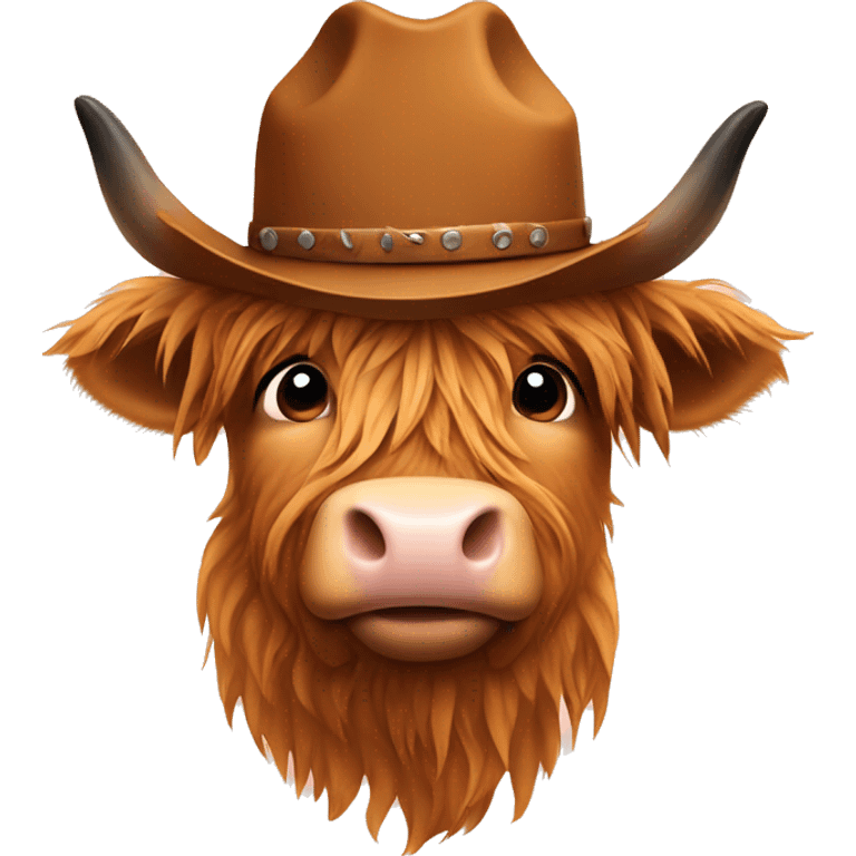 Highland cow wearing a cowboy hat emoji