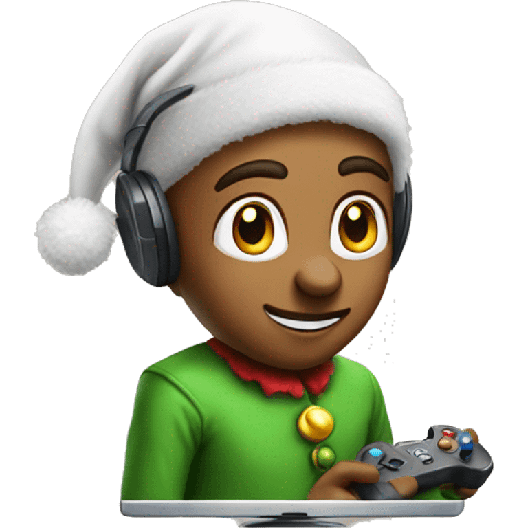 Realistic Christmas elf playing a video game emoji