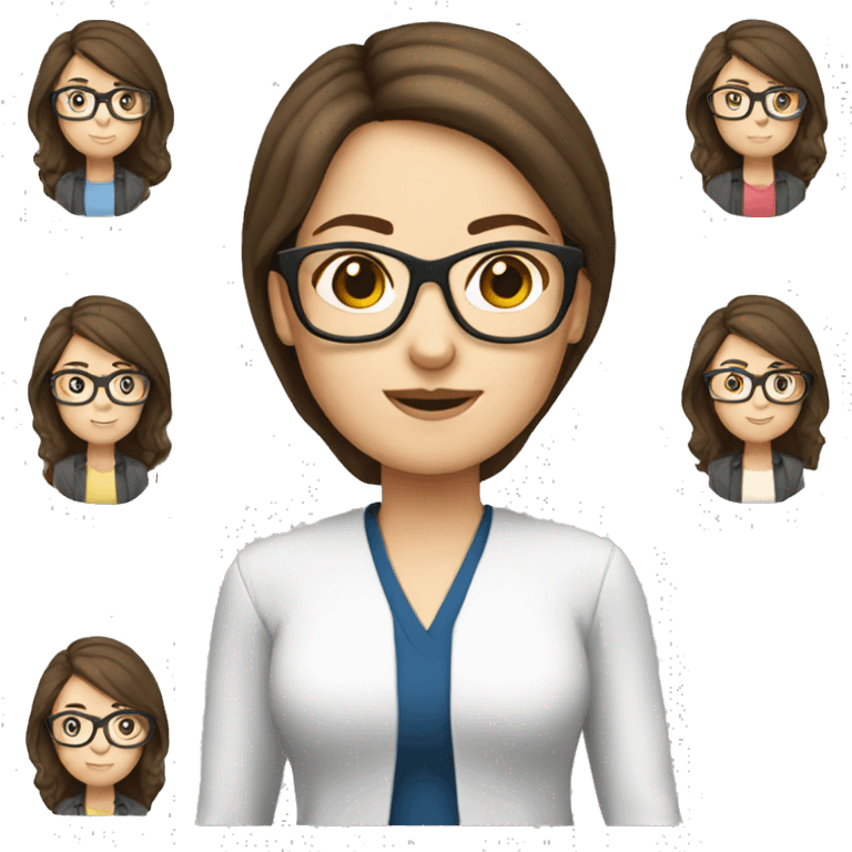 Female teacher brown hair glasses emoji