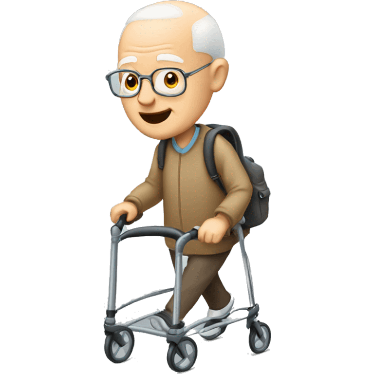 Bald Old Man walking with rollator emoji