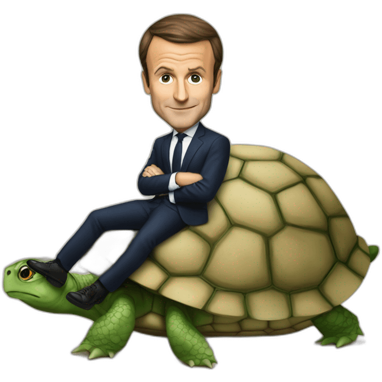 Emanuel macron sur une tortue emoji