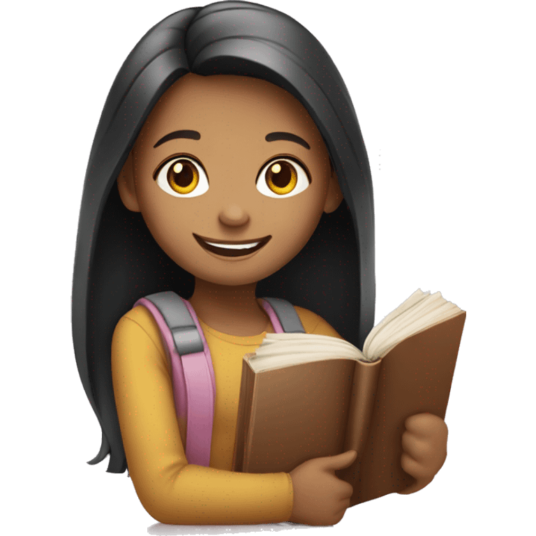 smiling girl with book emoji