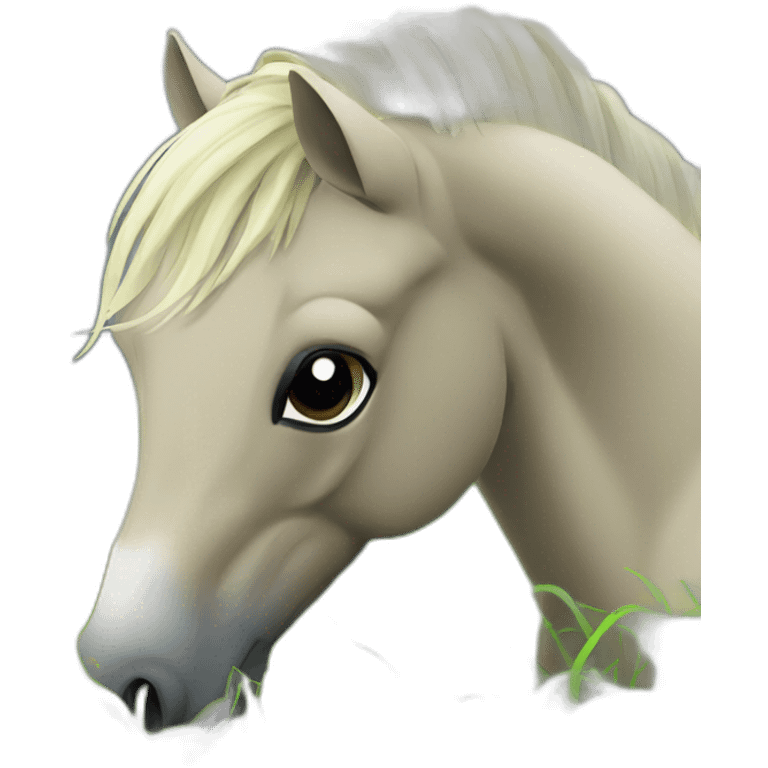 horse eats grass emoji