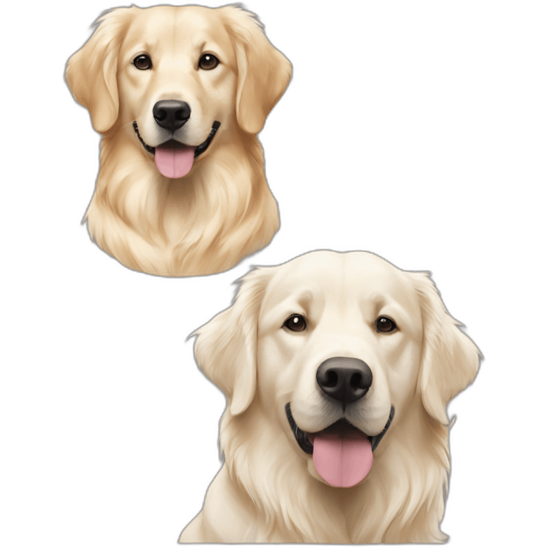 one white retriever and one golden retriever emoji