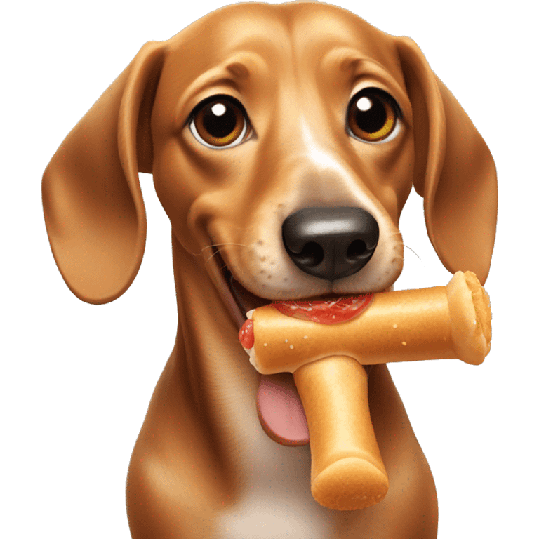 dachshund eating gimbab emoji