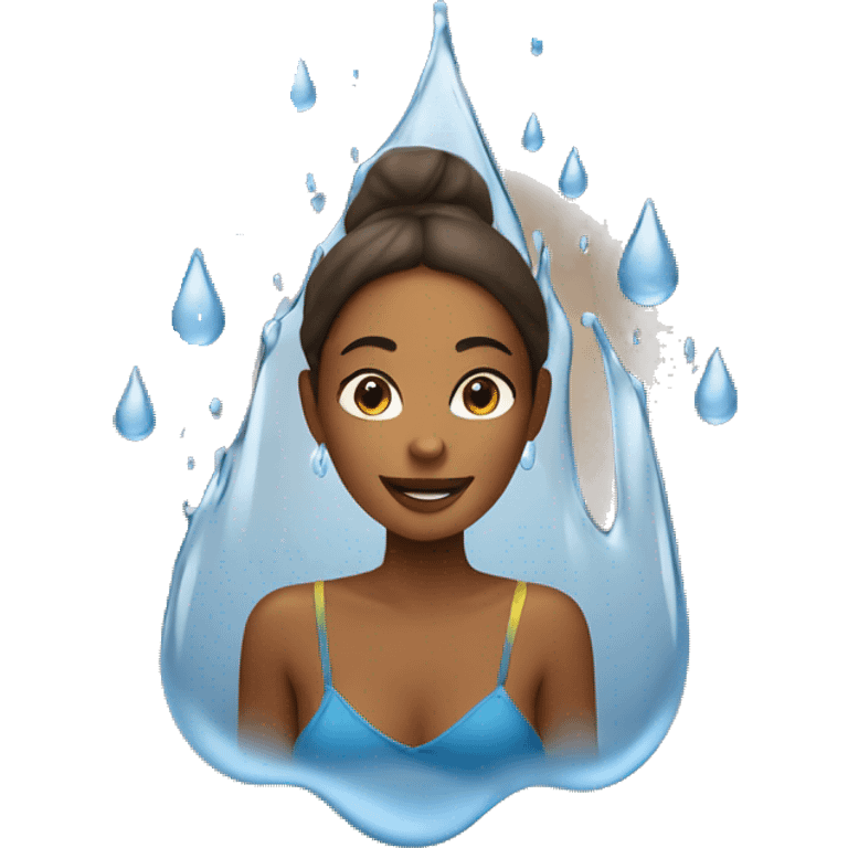 Water droplets on brown woman  emoji