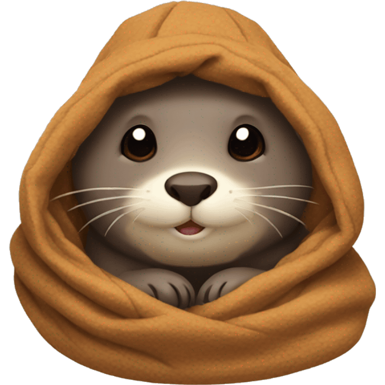 otter cozy in blanket with hat emoji