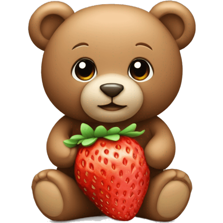 Teddy bear wearing a strawberry  emoji