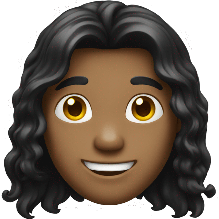 black long hair happy boy emoji