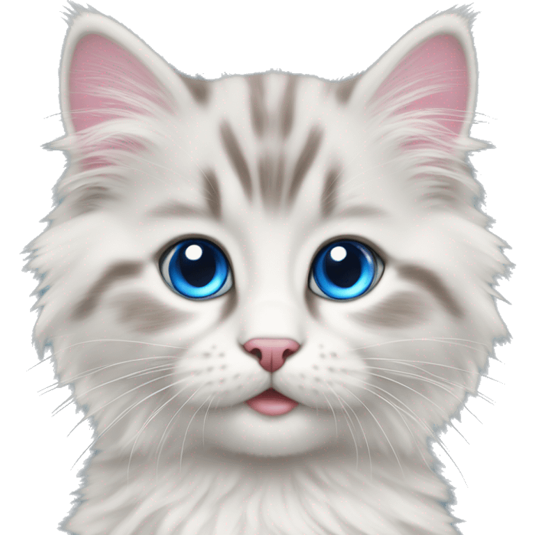 Siberian kitten with blue eyes and pink flake emoji