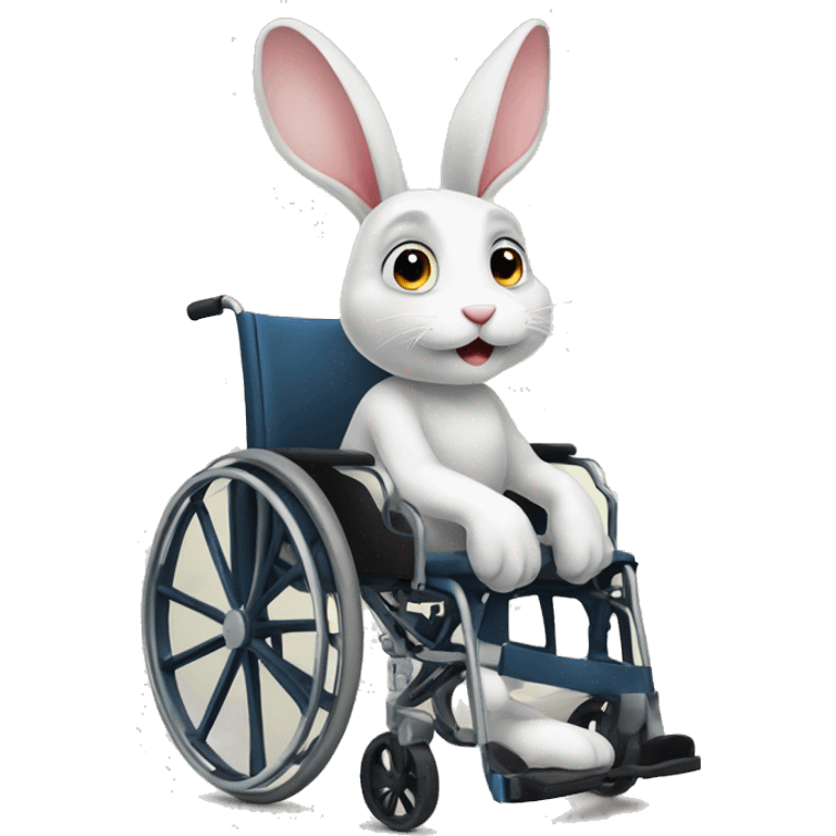 A very cute rabbit sitting in a wheelchair due to congenital leg discomfort emoji