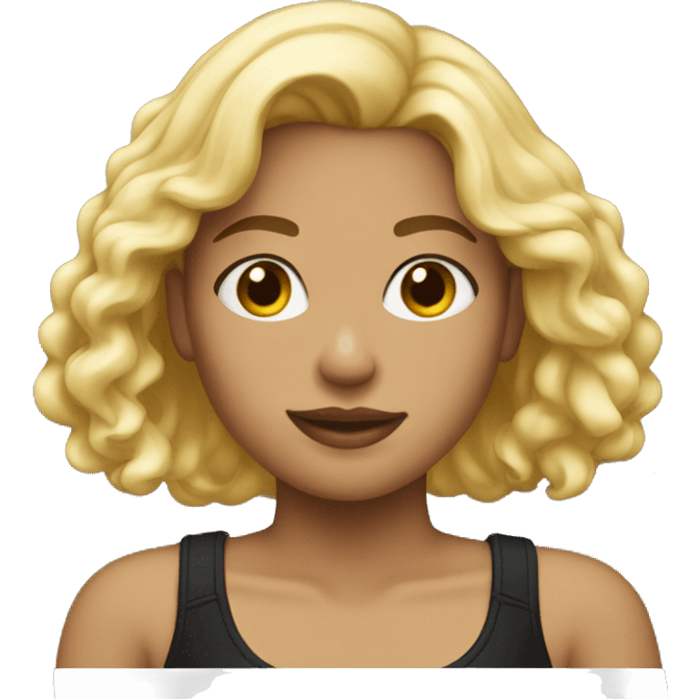 Full black outfit blonde girl emoji