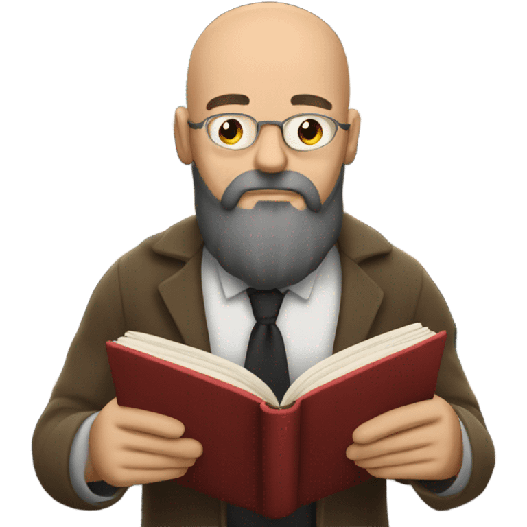 Bald bearded man reading book emoji