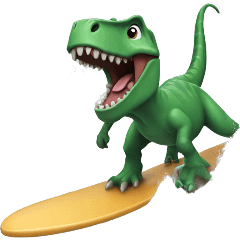 Dinosaur surfing emoji