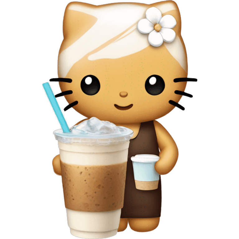 hello kitty holding iced coffee emoji