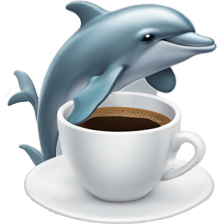 Dolphin with coffee emoji