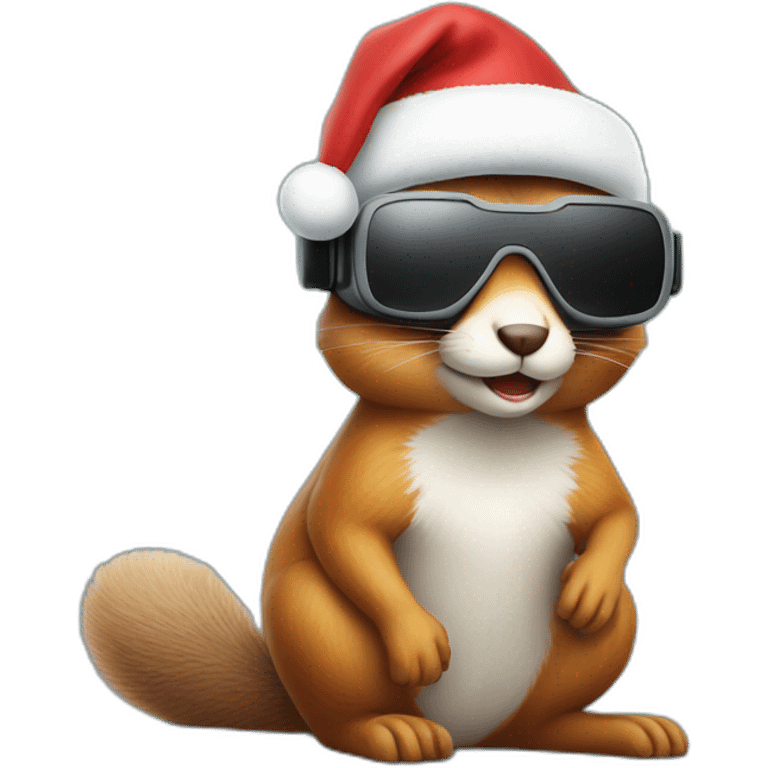 sitting christmas squirel wearing vr glasses emoji