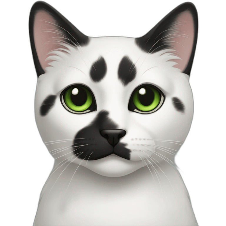 black nose hachiware cat black white green eyes emoji