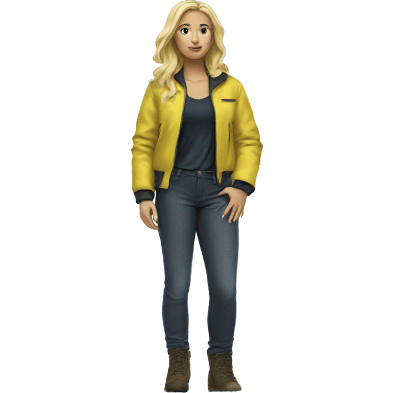 blonde girl in yellow jacket emoji