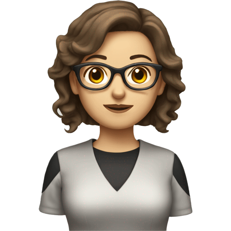 Female teacher brown hair glasses emoji