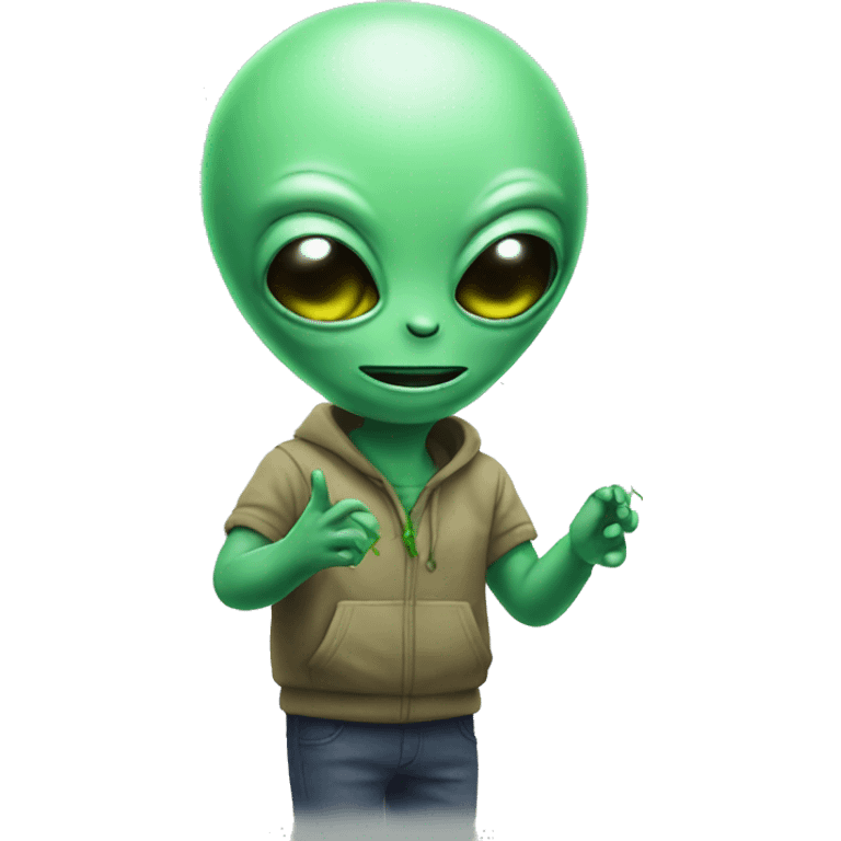 Alien having weed emoji