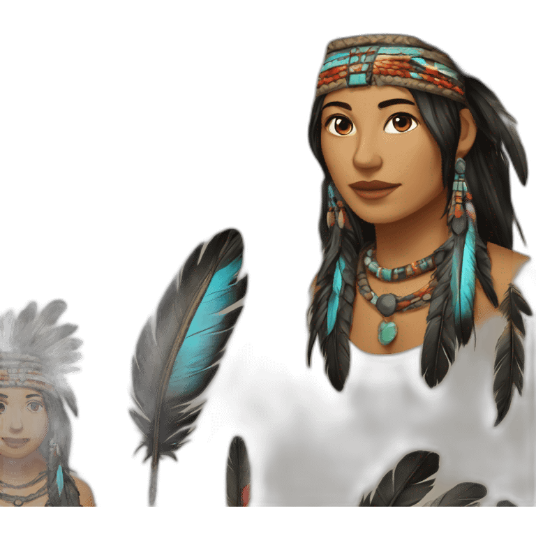 apache femme plumes colliers emoji