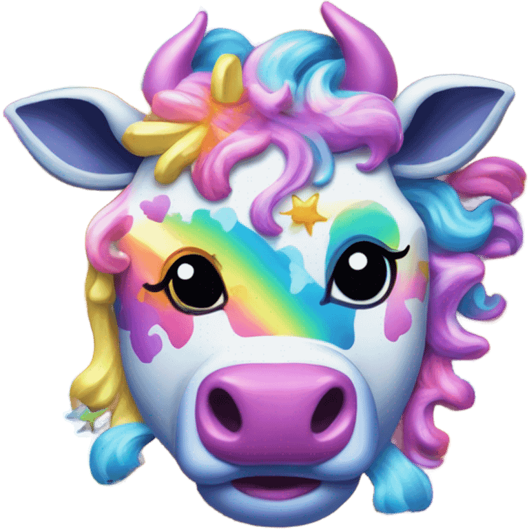 Lisa frank glitter sun rainbow cow emoji