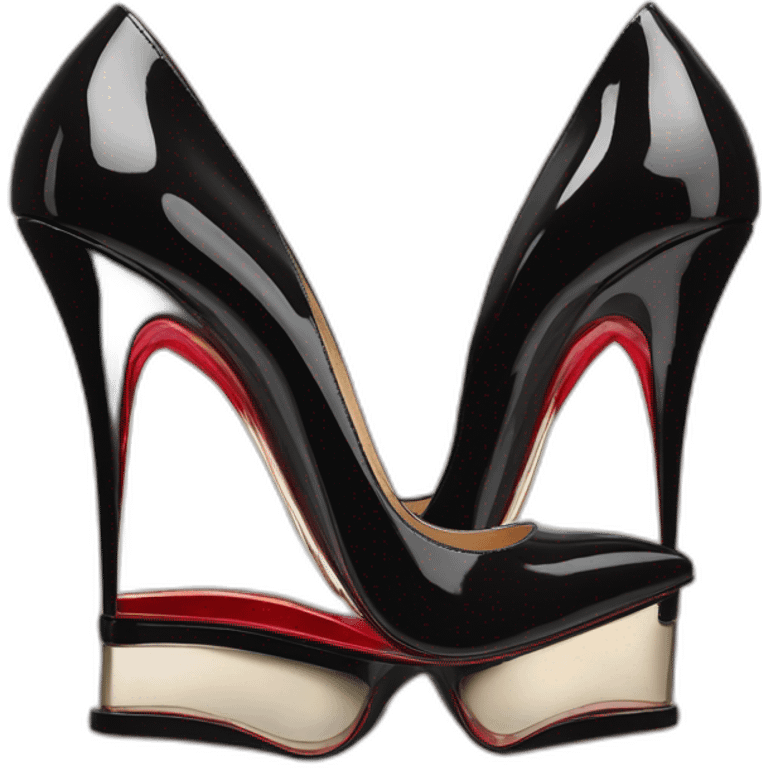 One WEDGE heel LOUBOUTIN black leather PATENT emoji