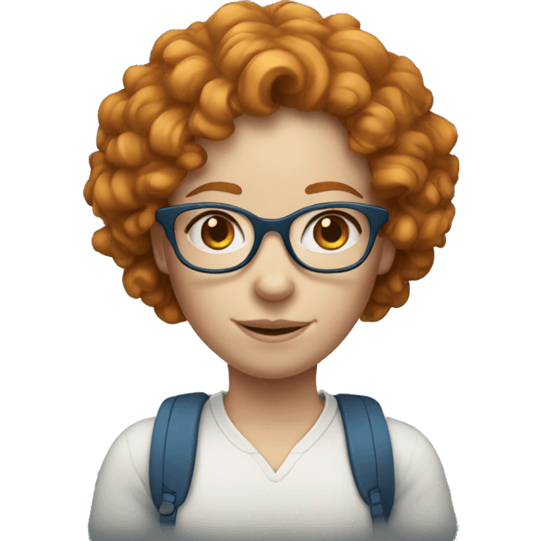 Ginger woman curly hair blue eyes glasses pale emoji