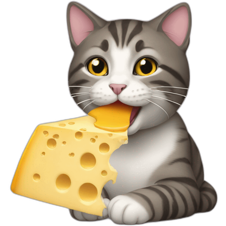 A cat eating a cheese emoji