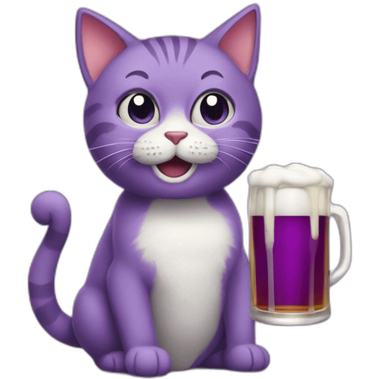 Violet cat drinkig beer emoji