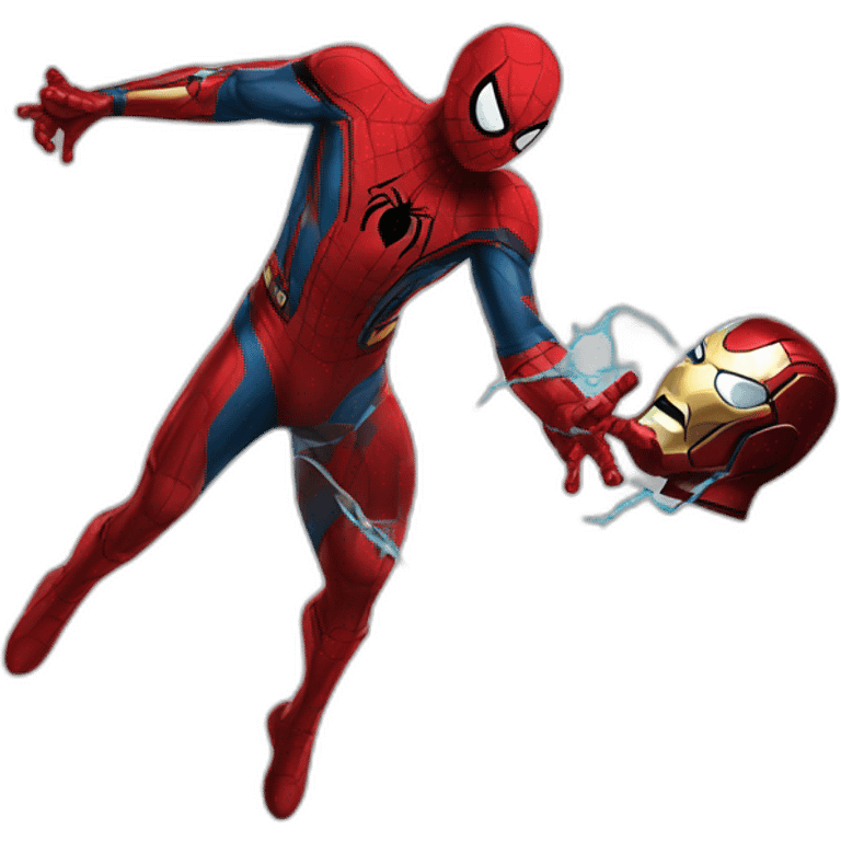 Spider-Man kicking Iron Man emoji