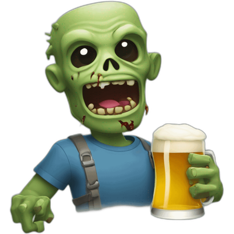 Un zombie qui boit une bière emoji