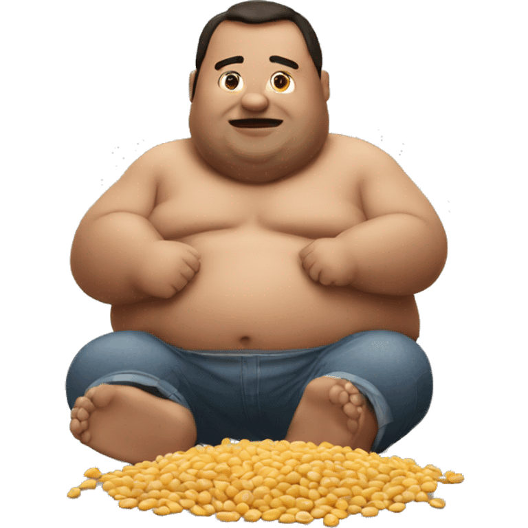 Fat man eating beans  emoji