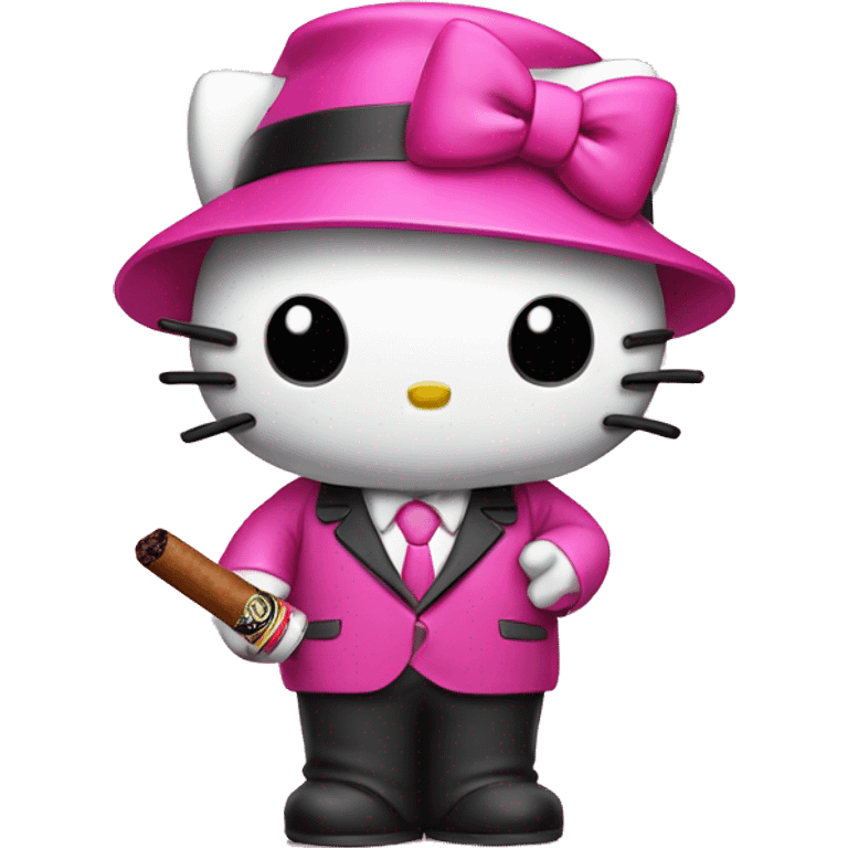 pink hello kitty with a cigar  emoji