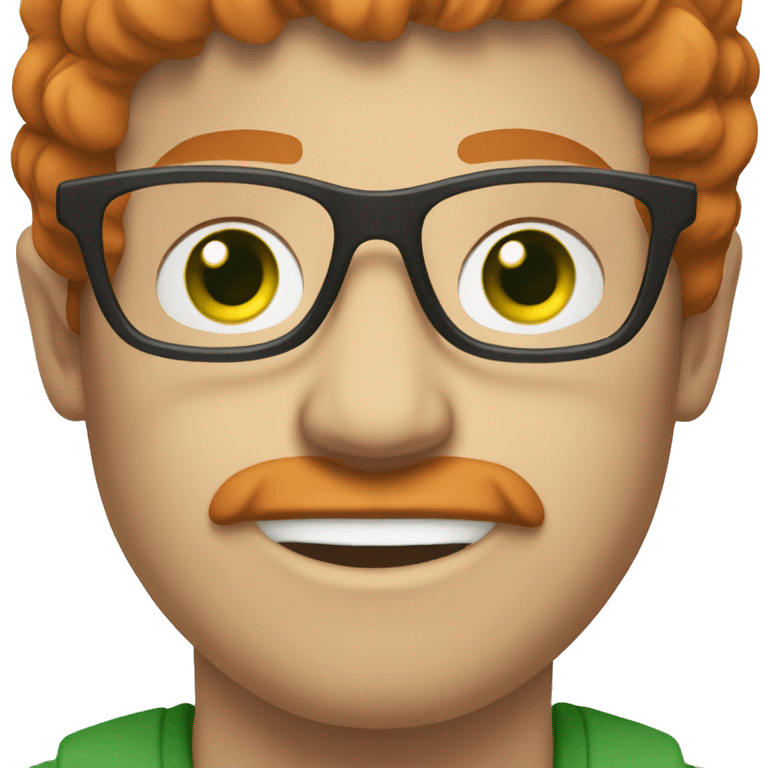 red hair white man with glasses green eyes moustace emoji