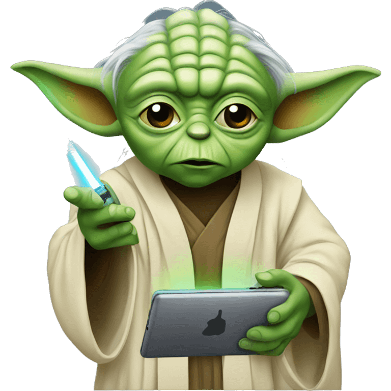 yoda using technology emoji