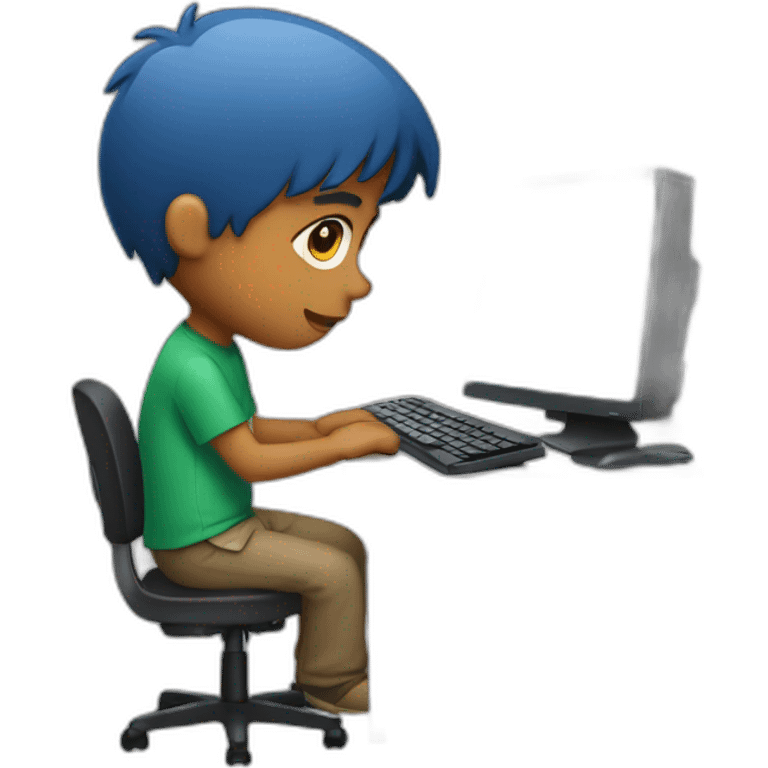 Boy work on computer  emoji