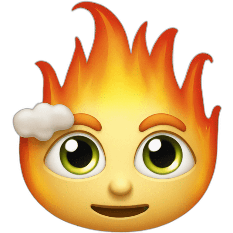 flamme avec des yeux qui sourit emoji