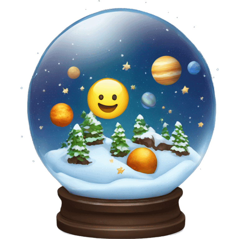 Snow globe with space planets inside emoji